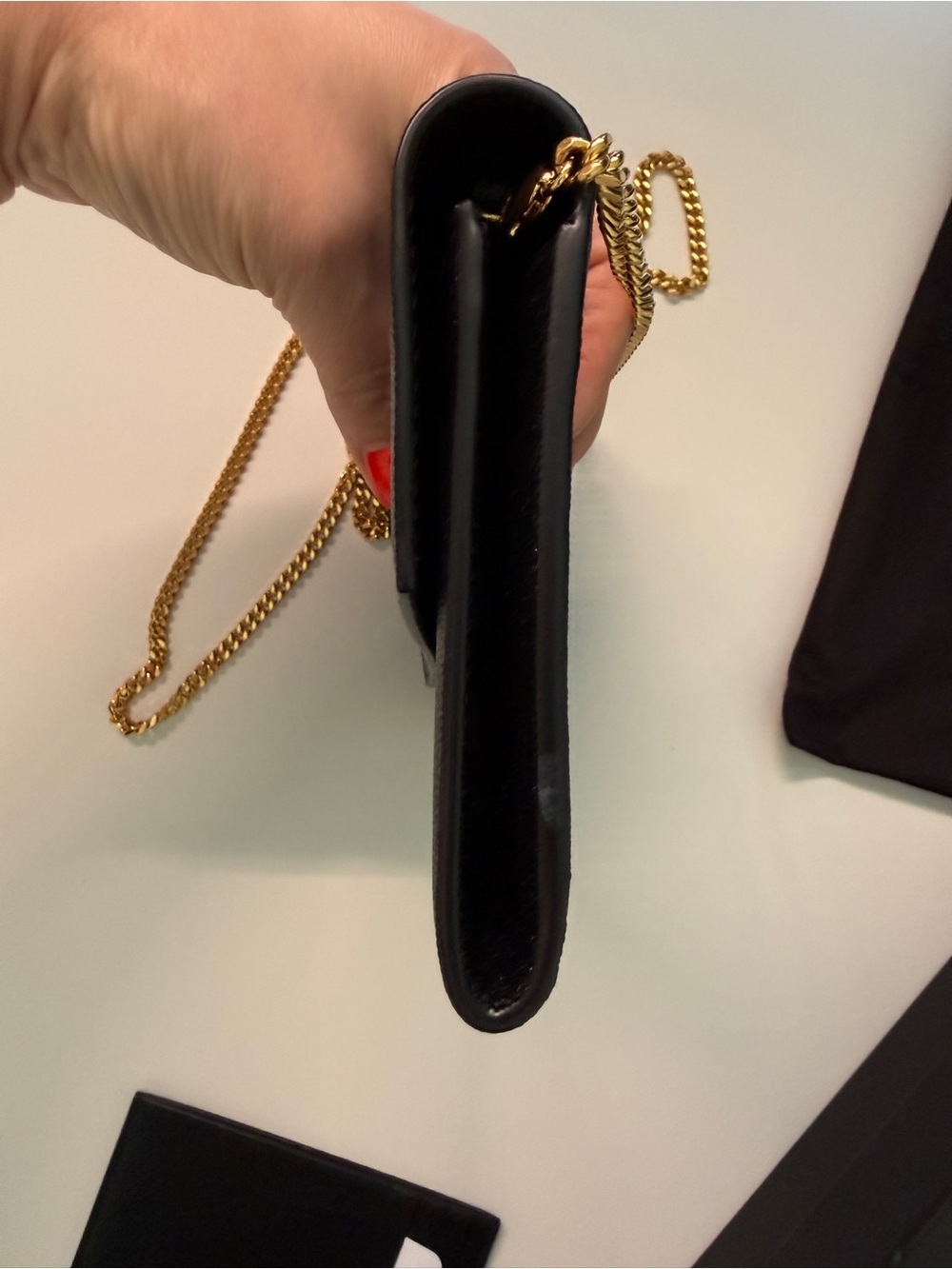 YSL Saint Laurent Black Envelope Chain Wallet - Gold Hardware - Picture 4 of 7